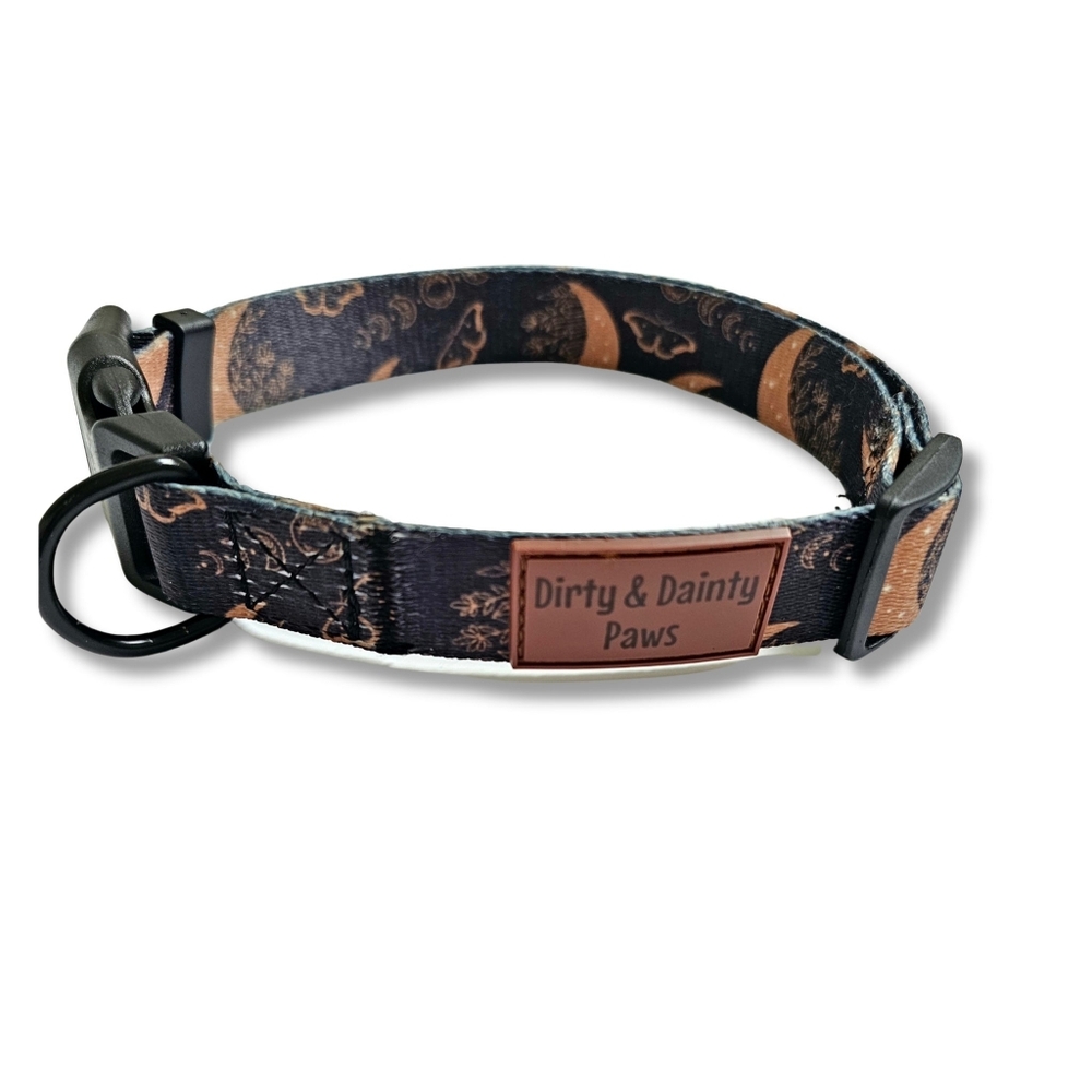 Moon And Moths Celestial Dog Collar- Boho Nights Dog Collar- Nylon Dog Collar - Picture 4 of 9